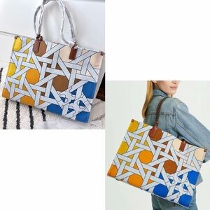 Tory Burch Ella Canvas Basketweave Tote‎